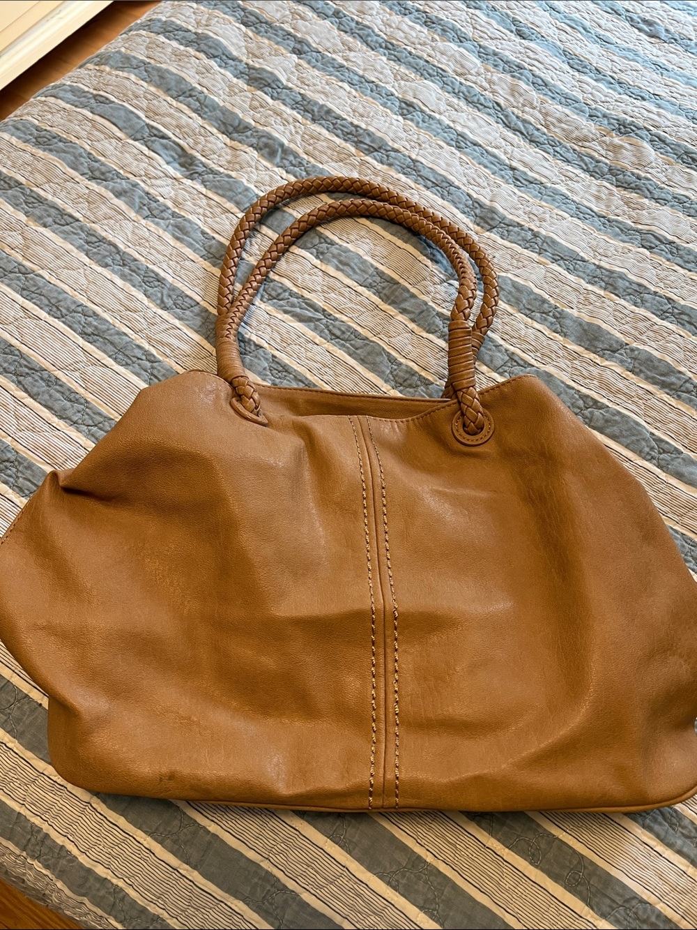 Classic Brown Vegan Leather Tote Handbag